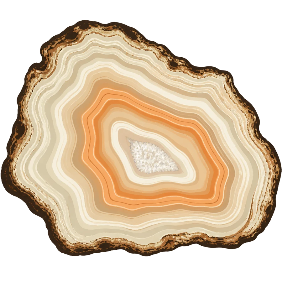 Sliced Lake Superior agate slab with cream, tan and soft orange banding